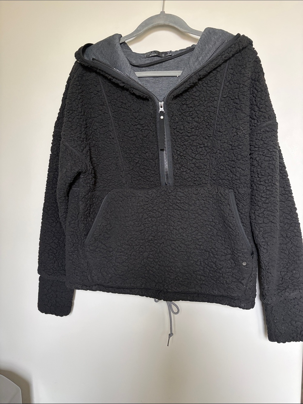 Prana Women’s Black Polar Escape Half Zip Oversized Hoodie size S